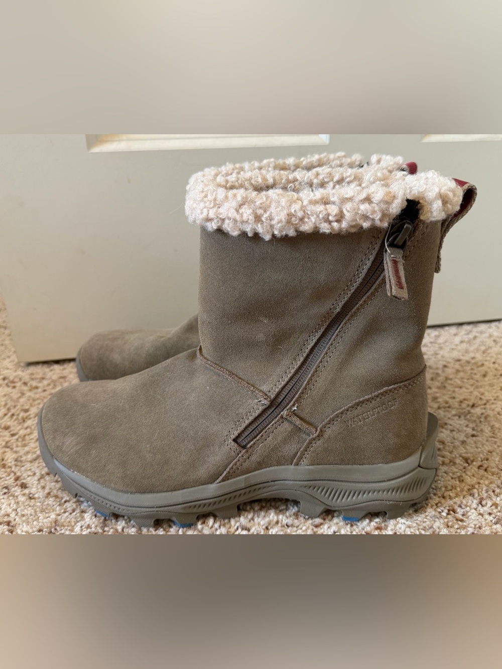 Merrell Women’s Icepack 2 Zippered Waterproof Boots, Gray-Tan, Size 9.5